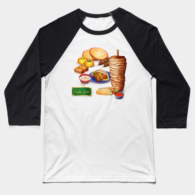 Shawerma Baseball T-Shirt by Mako Design 
